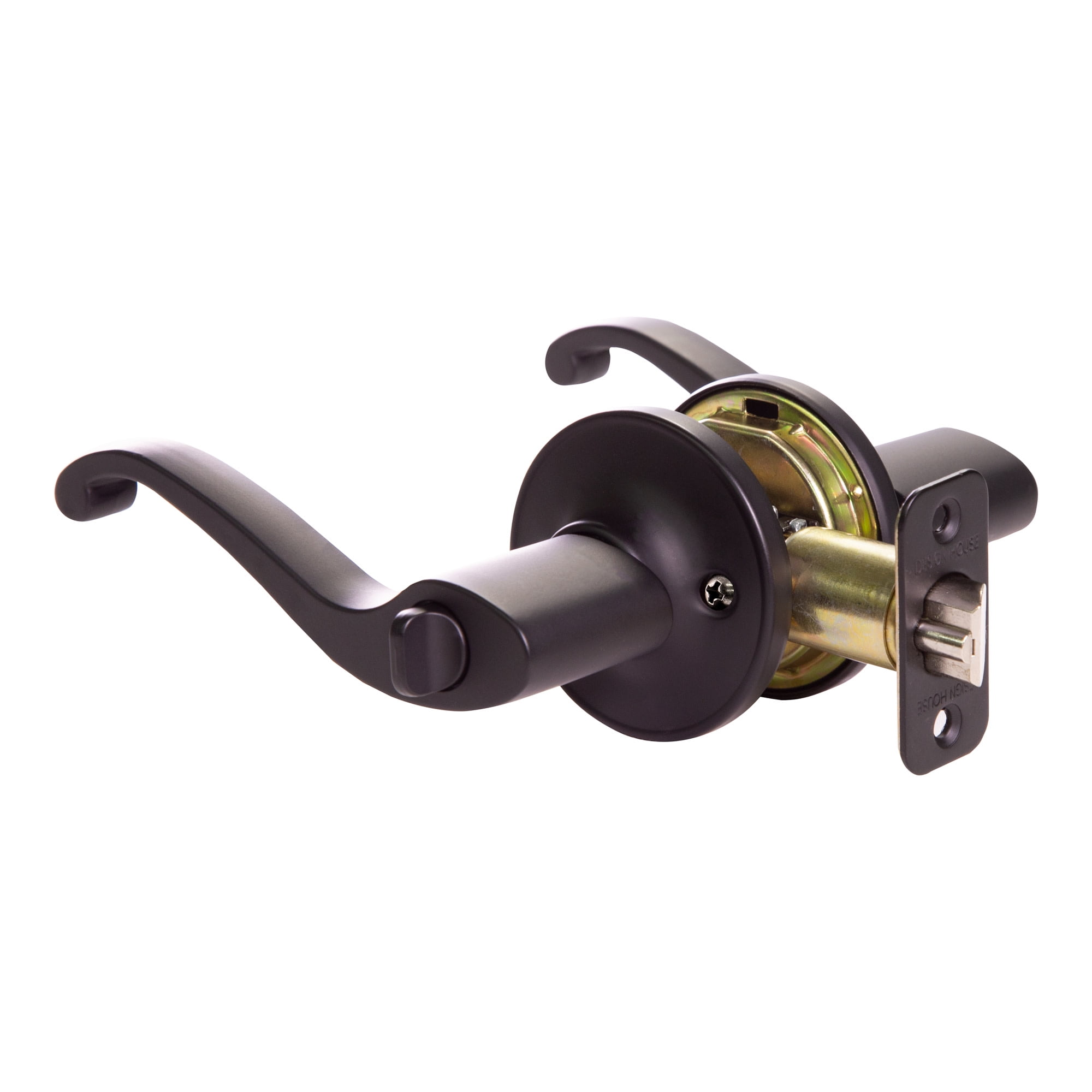 Design House Scroll Keyed Entry Door Lever, Matte Black