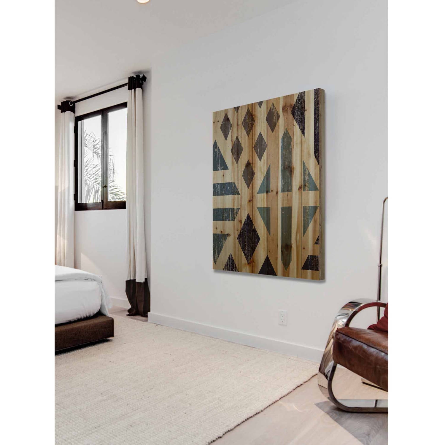 Marmont Hill - "Disconnected Diamonds" Painting Print on Natural Pine Wood