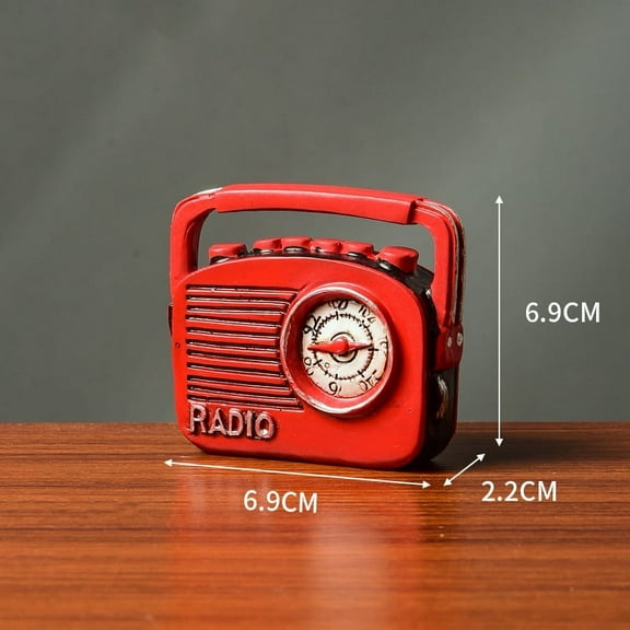 1PCS Red Radio Decoration, Vintage Style Resin Red Radio Model Home Ornament