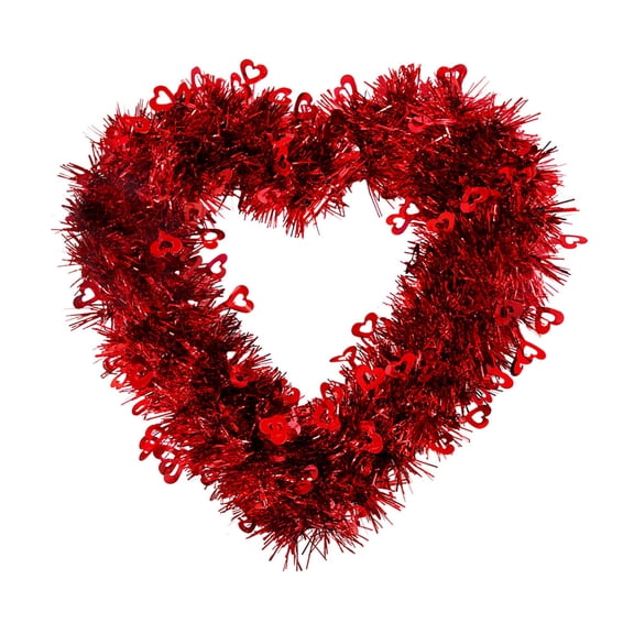 Heart Shaped Tinsel Wreath for Wall Door Decoration with Heart Accents for Indoor Outdoor Home Decor Holiday Events