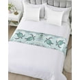 thumbnail image 5 of Xipuska Coastal Sea Turtle Bed Runners for Cal King Size Bed, Decorative Bed Throws for Foot of Bed, Nautical Marine Jellyfish Coral Bed Runner Sofa Throw Bedding Scarf Protector Slipcover, 5 of 6