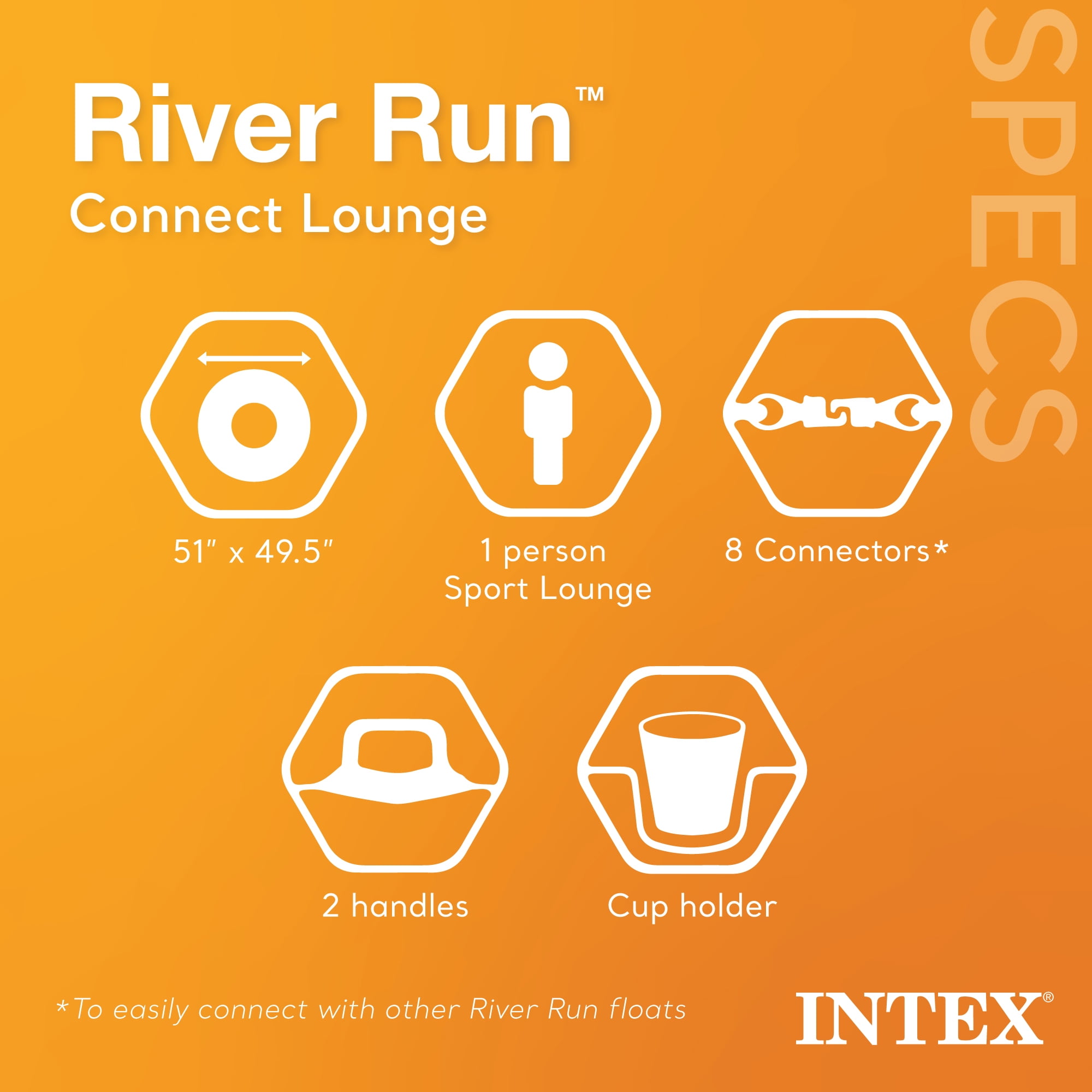 INTEX River Run Connect Inflatable Raft (4 Pack) + 2 Person Cooler Tube