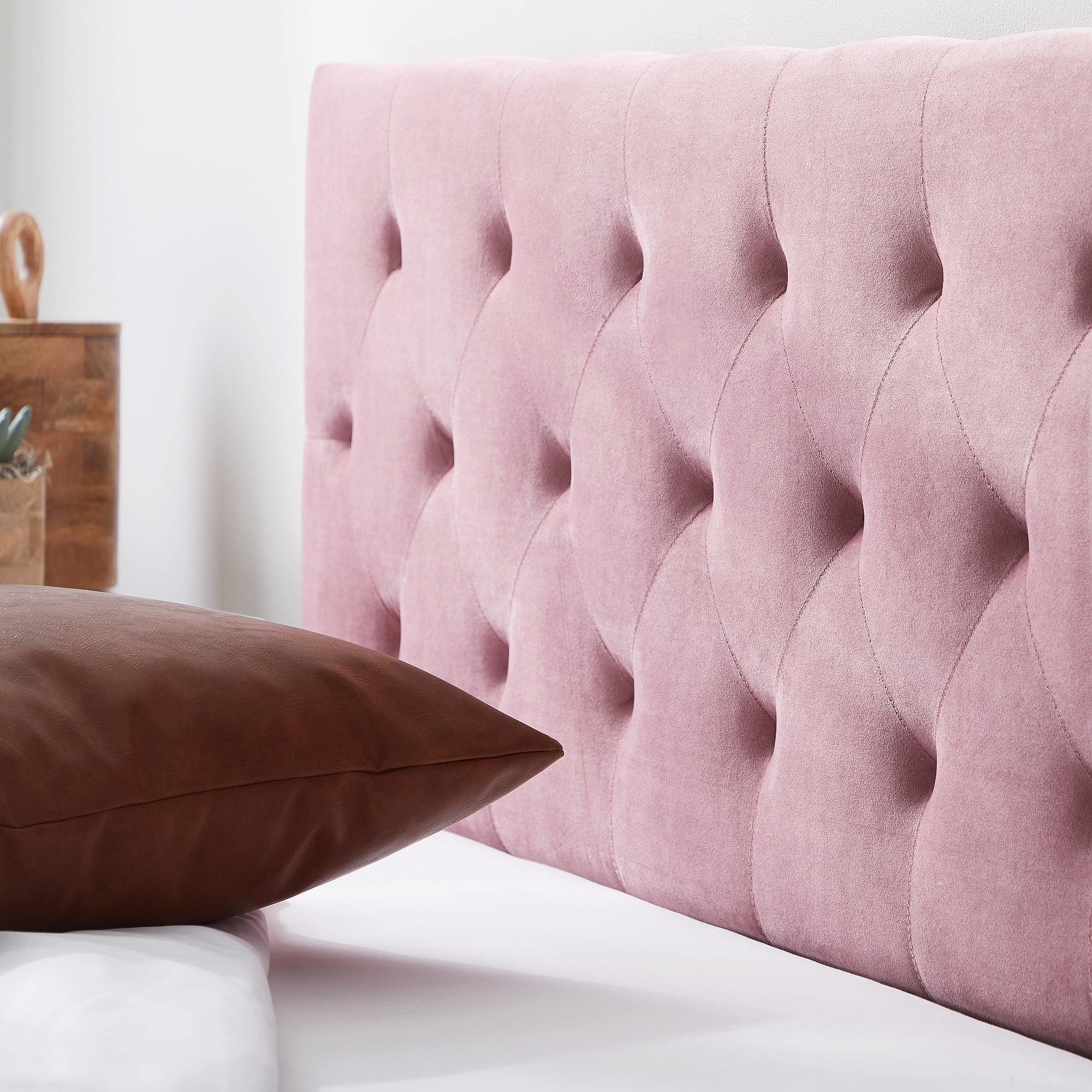 Rest Haven Raleigh Tufted Velvet Upholstered Headboard, Twin-XL, Pink