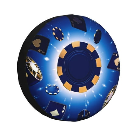 Zeuib Blue Casino Tire Cover Wheel Cover Spare Tire Cover Anti-UV Waterproof spare tire cover for Trailers RV Truck and Camper-15 inch