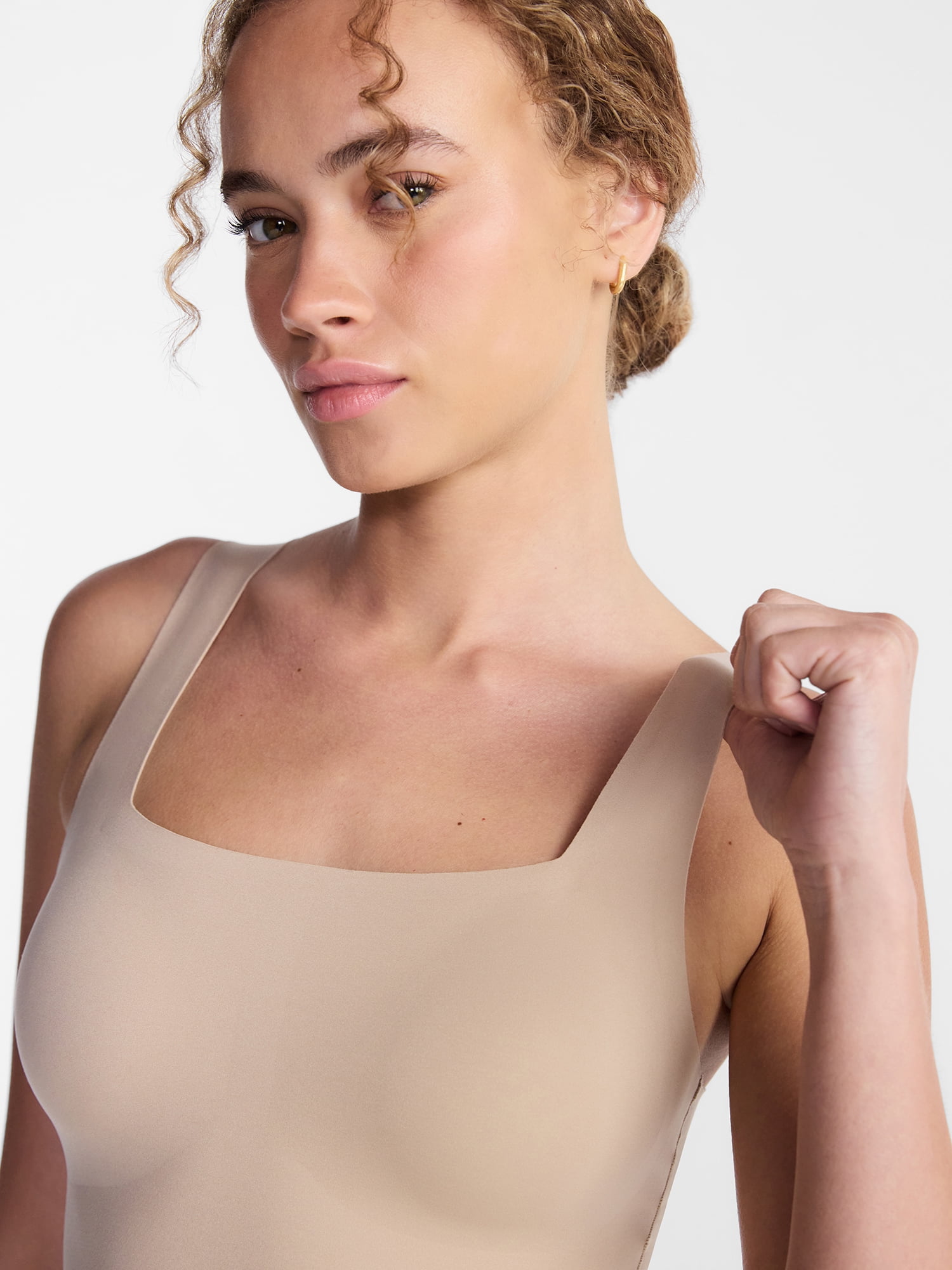 Joyspun Women’s Wire-Free Bonded Longline Square Neck Bra, Sizes XS-XXXL