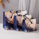thumbnail image 4 of Juego de bolsas de regalo de mármol dorado azul con cinta, paquete de 3, 4 of 4