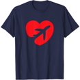 thumbnail image 1 of Flying Plane Airplane Aircraft Airliner Jet Love Red Heart T-Shirt, 1 of 1