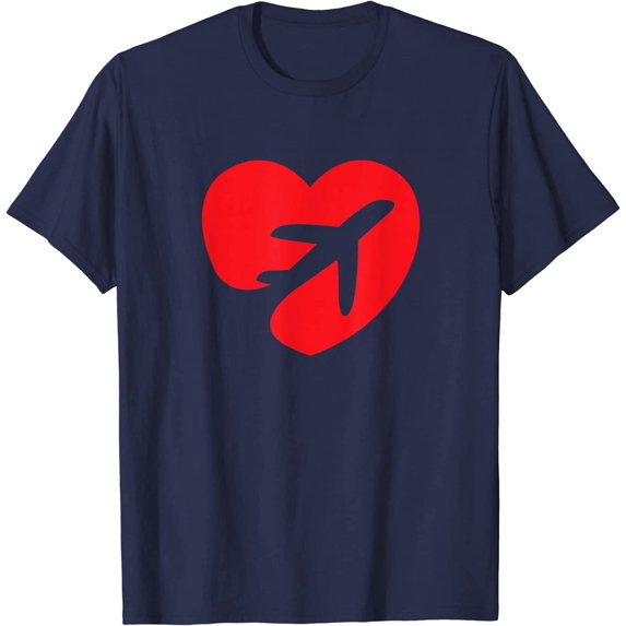 Flying Plane Airplane Aircraft Airliner Jet Love Red Heart T-Shirt