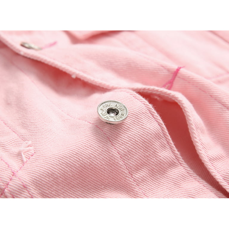 Lzler Ripped Jean Jacket for Men Pink Fashion Denim Jacket Men, Men's, Size: Large