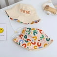 thumbnail image 4 of Fortune 1 Piece Children Double Sided Bucket Hat Cute Letter Embroidered Fisherman Cap Sun Hat, 4 of 7