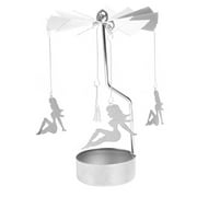 KENBI Hot Spinning Rotary Metal Carousel Tea Light Candle Holder Stand Light Xmas Gift