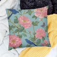 thumbnail image 2 of Orinice Blue Throw Pillow Covers  Pink Floral Butterfly Bird Peony Chinoiserie Grandmillennial Vintage Outdoor Decorations Decorative Cushion Cases for Home Room Couch Decor 22x22in, 2 of 5