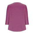 thumbnail image 5 of Womens Summer Tops 2025 Plus Size Solid Color T-Shirt Summer Casual Loose Women's Trendy 3/4 Length Sleeves Pullover Lightweight Blouse Tops S-3XL, 5 of 6