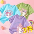 thumbnail image 3 of Sanrio Anime Kawaii My Melody Short-sleeved T-shirt Cartoon Pure Cotton Cute Girl Summer Casual Clothing Top Gift, 3 of 26