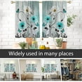 thumbnail image 4 of Teal Floral Window Curtains for Kitchen Turquoise Aqua Flowers White Daisy Butterfly Small Short Home Living Room Bedroom Bathroom Drapes Treatment Tiers Fabric 1 Pair, 27.5" W x 39" L, Rustic, 4 of 6