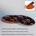thumbnail image 4 of Skull 6Pcs Round Coasters Set, Microfiber Leather Drink Coasters, 11x11 cm/4.3x4.3 in, Cup Mats for Home and Office, 4 of 6