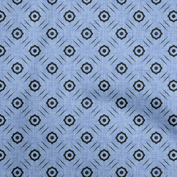 oneOone Cotton Poplin Medium Blue Fabric Block Craft Projects Decor Fabric Printed By The Yard 42 Inch Wide-3S