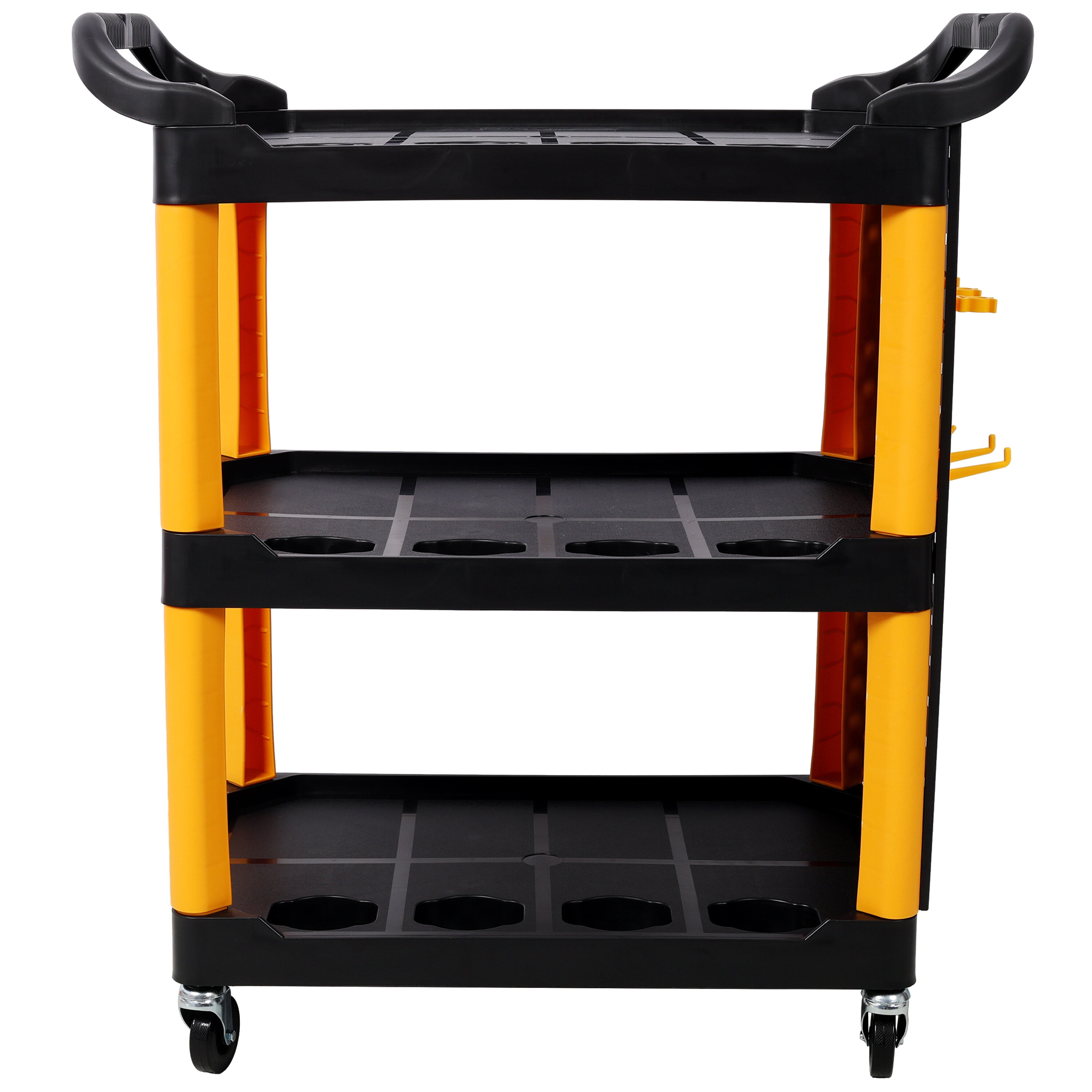 Tool Cart, 3 Tier Rolling Auto Detail Cart With Wheels,With Panel & Hook,for Detailers Garage, Workshop, Repair Shop, Storage Tool, Yellow&Black, Yellow+Black Tool Storage Cart,Mechanics Tool Cart