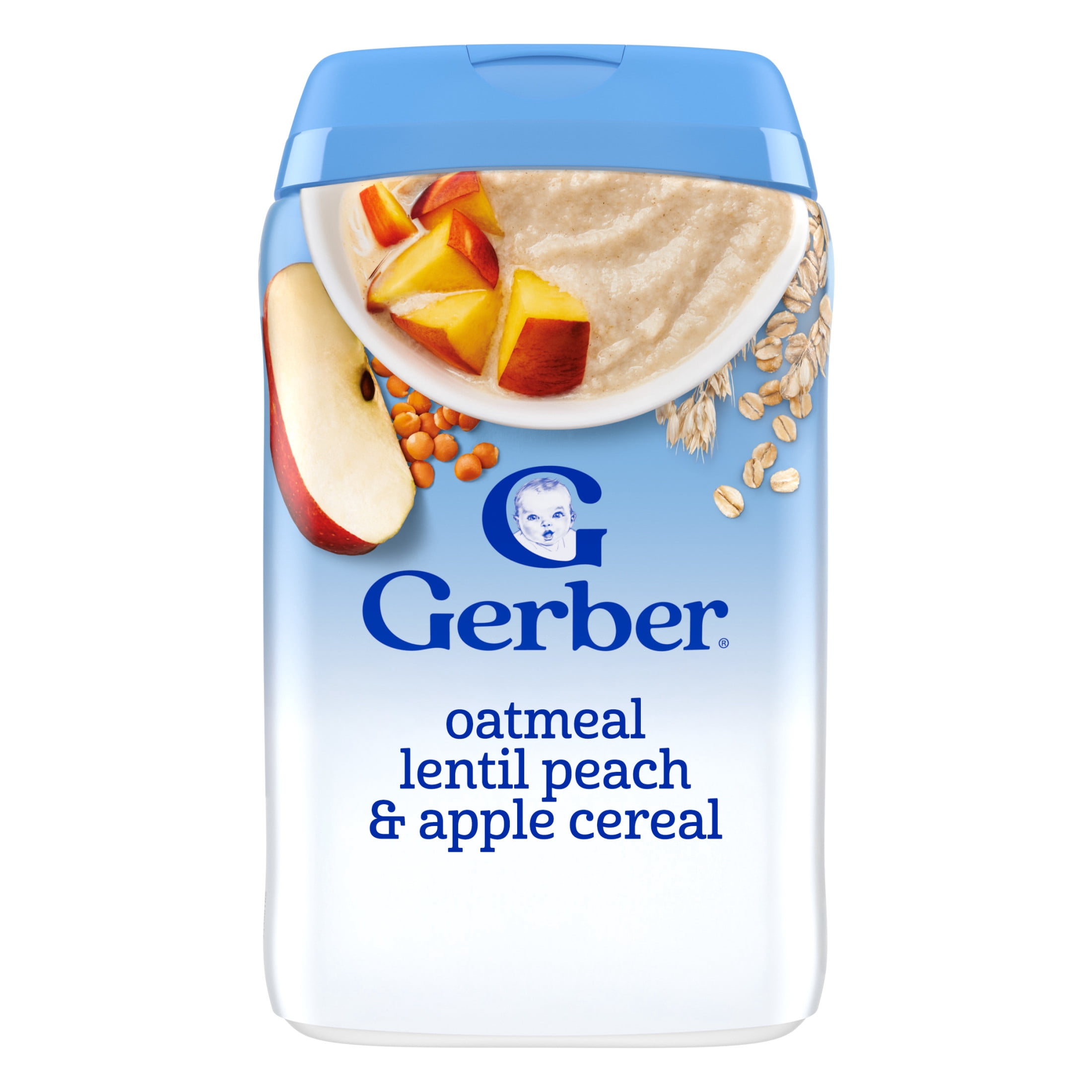 (3 pack) Gerber Cereal for Baby Power Blend 2nd Foods Probiotic Oatmeal Baby Cereal, Peach Apple, 8 oz Canister