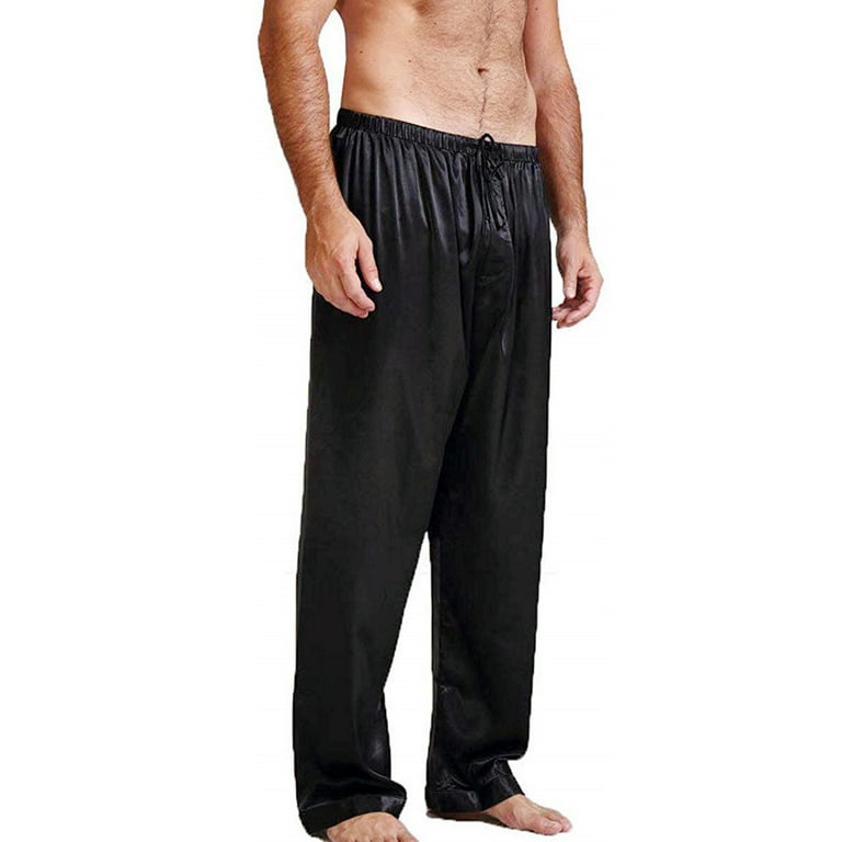 Spring hue Mens Silk Satin Pajama Pants Long PJ Bottoms