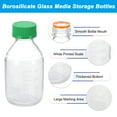 thumbnail image 3 of Uxcell Round Media Storage Bottles, 500ml Thickened Glass Graduated Round Bottles with GL45 Green Screw Cap for Lab Water Reagent Liquids, Clear, 3 of 7