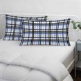 thumbnail image 4 of Blue Black Plaid Queen Size Pillow Cover, Pillowcase Protectors with Zipper, Breathable Decorative Throw Pillow Case Cover, Farmhouse Blue Black Checkered Pillow Shams for Couch Sofa 20x30Inch, 4 of 8