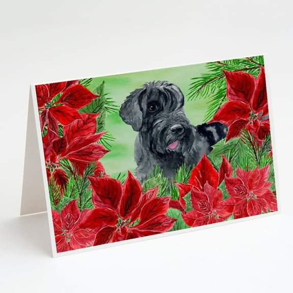 Giant Schnauzer Poinsettas Greeting Cards and Envelopes Pack of 8