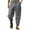 Gray, variant on Mlzmgr Cotton Linen Pants for Men Baggy Elastic Waist Drawstring Trousers Button Loose Fitted Beach Pants
