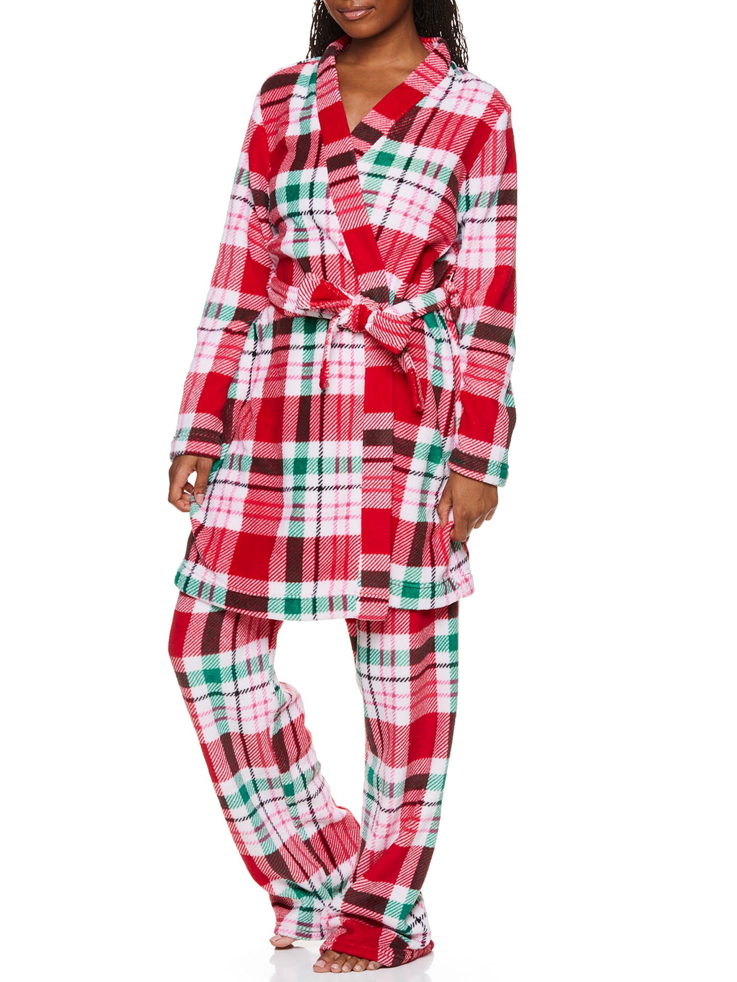 Sleep & Co. Women's & Women's Plus Plush Robe and Pant Lounge Pajama