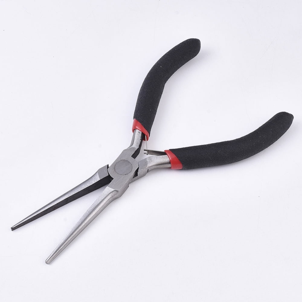 45# Steel Jewelry Plier sets Including Side Cutting Plier Round Nose Plier Wire Cutter Plier Flat Nose Plier and Needle Nose Pliers Black 10.6x7.1x0.95cm
