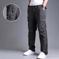 thumbnail image 7 of Retro Cargo Pants, Straight Loose Fit Multi-Pockets, Mid Rise Long Crotch Outdoor Casual Trousers, 7 of 7