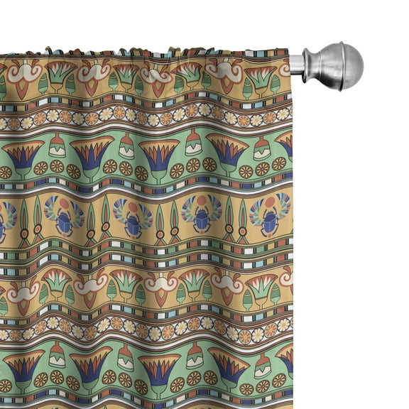 Ambesonne Egyptian Curtains, Lily Scarab, Pair of 28"x95", Multicolor