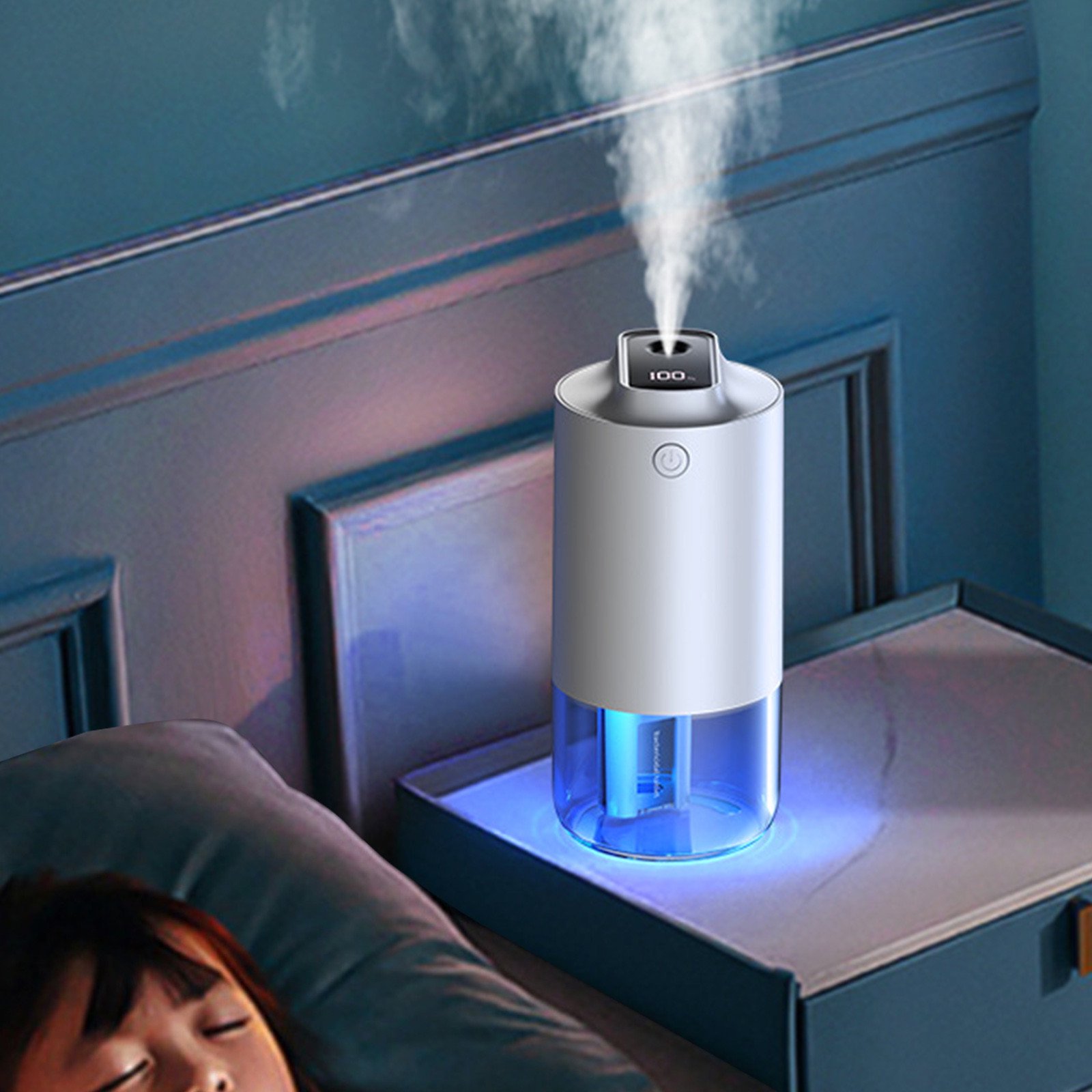Mini humidificateur portable de 300 ml, petit humidificateur à brume fraîche avec veilleuse colorée pour voiture, ultra silencieux, rose, 1 pièce | Leroy Merlin