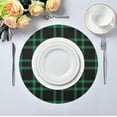 thumbnail image 5 of Black Green Plaid Round Placemats Washable Placemats Non-Slip Heat-Resistant Table Place Mats for Dining Kitchen Holiday Party Table 15.4"-4PCS Home Decor, 5 of 7