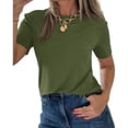 thumbnail image 3 of Summer Short Sleeve Solid Color Casual Women Leisure Basic T Shirt, 3 of 5