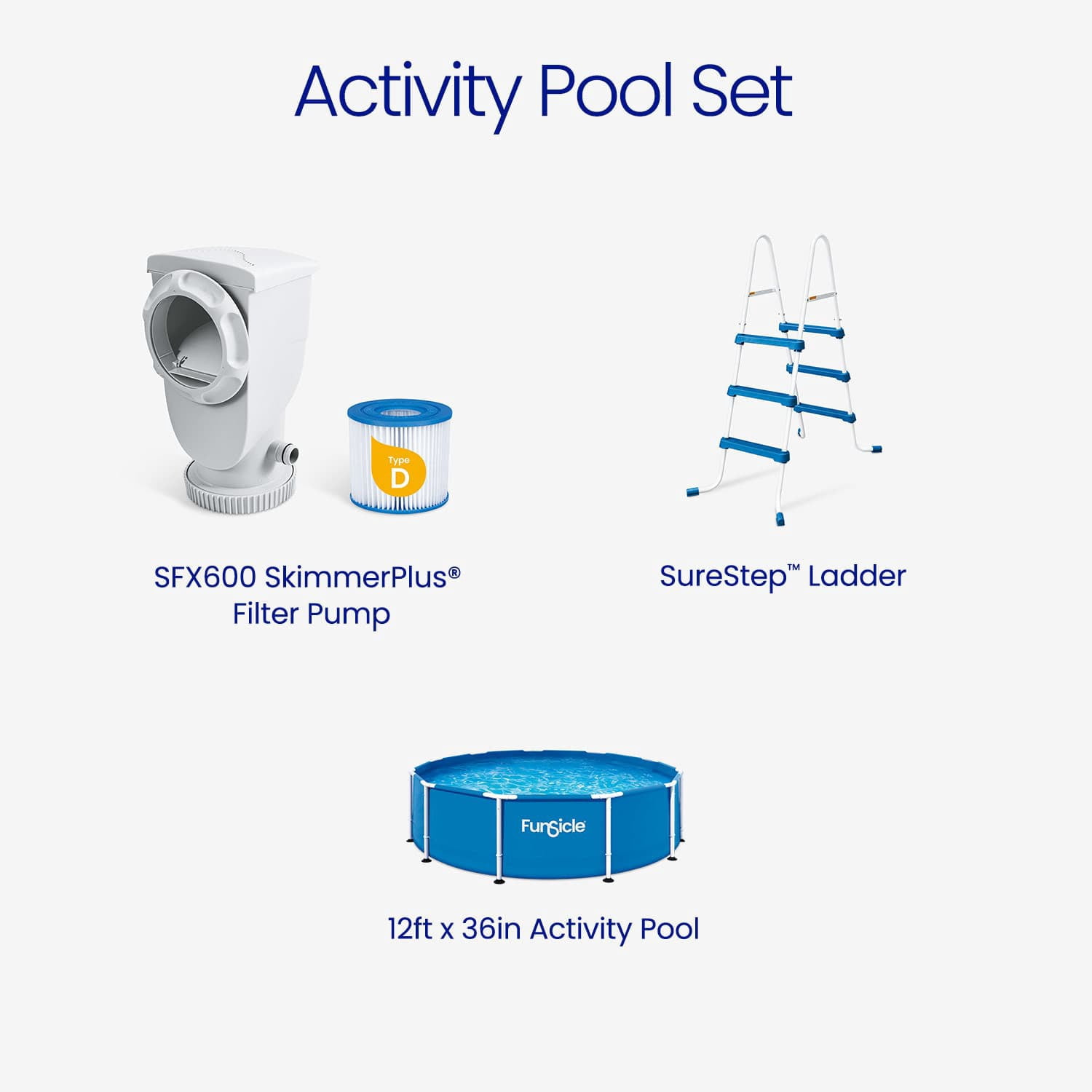 Funsicle Activity Above Ground Metal Frame Swimming Pool – 10' x 30", Backyard Games For Kids & Adults, Round, Blue