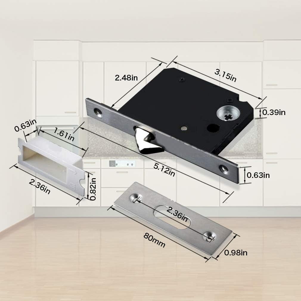 CCJH Invisible Barn Wood Sliding Door Gate Cup Handle Lock Hardware with Keys (Black (Dia-2 61/64")