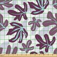 thumbnail image 2 of Ambesonne Leafy Design Fabric by the Yard Upholstery, Simple Dreamy Leaves, 10 Yards, Eggplant Pale Blue Ivory, 2 of 5