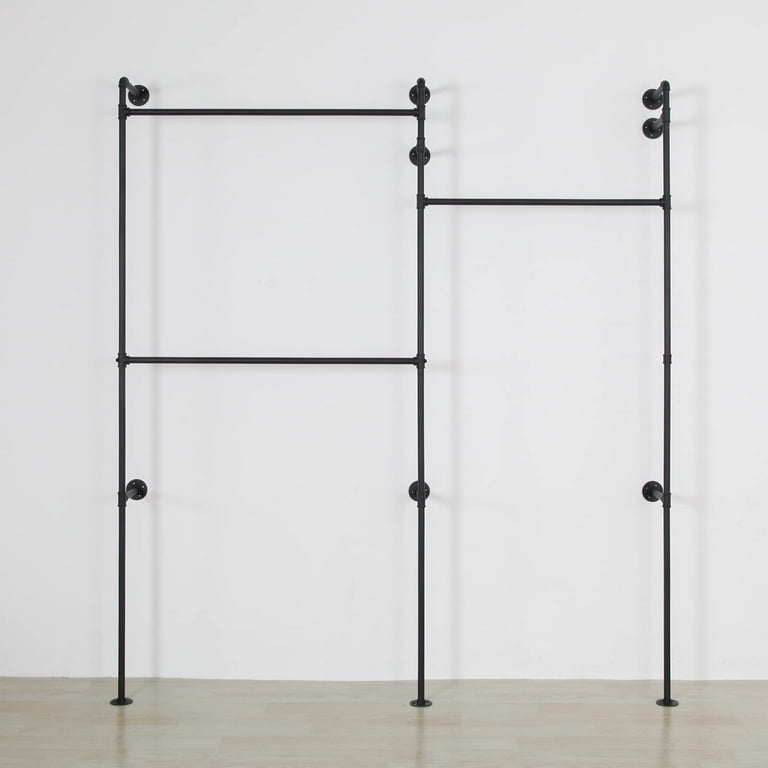 SSS Furniture Wall Mounted Industrial Pipe Clothing Rack Garment