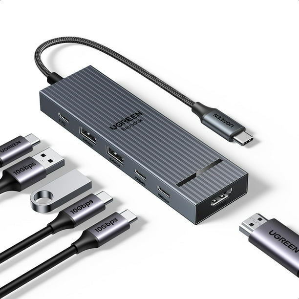 Hub USB-C UGREEN Revodok Pro 6 en 1, 10 Gbps, HDMI 4K, 60 Hz, 100 W