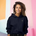 thumbnail image 3 of Dalix Espresso Martini Embroidered Hoodie Fleece Long Sleeve Cropped Sweatshirt Pullover Womens in Navy Blue M Medium, 3 of 5