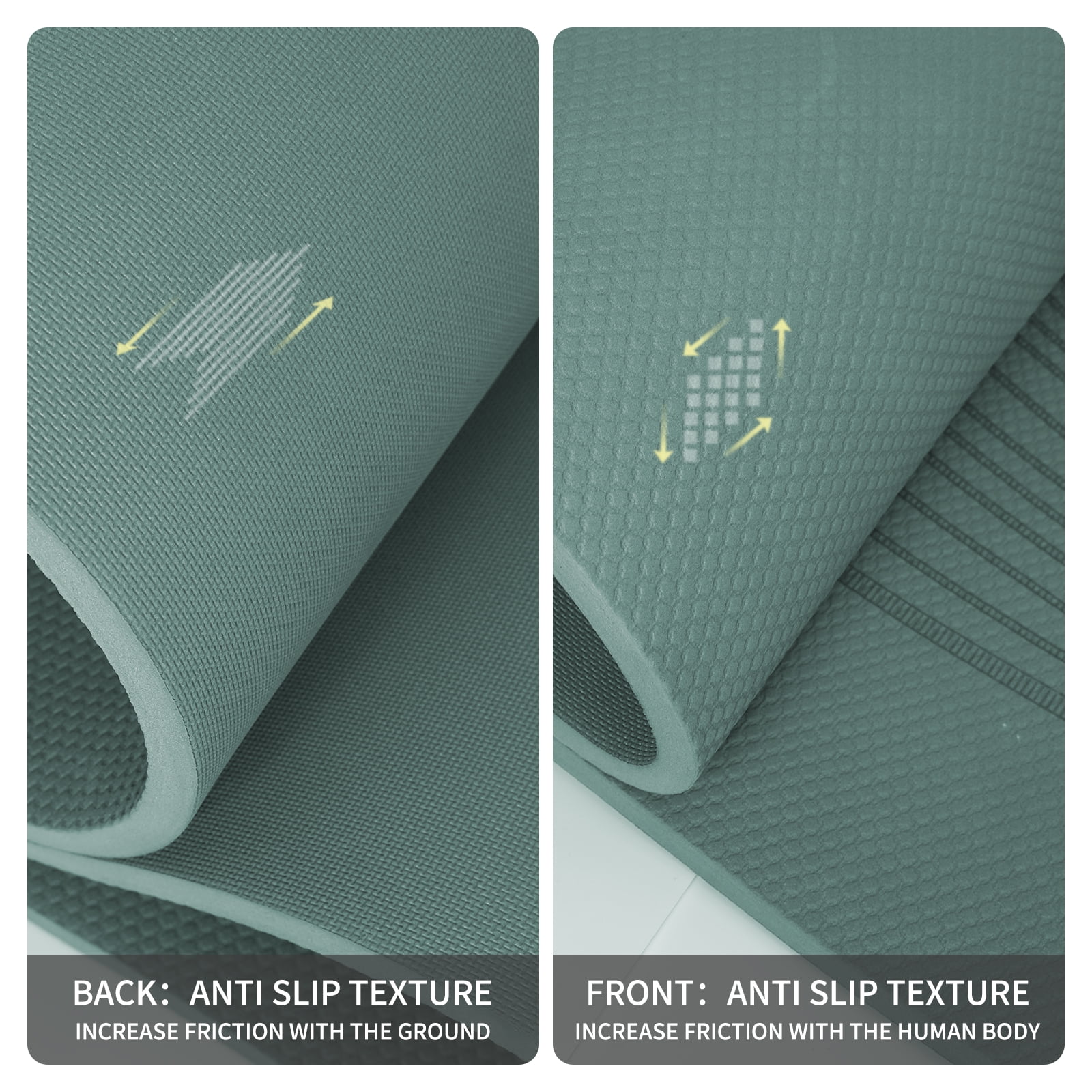 4W Wide Yoga Mats, Extra Large 35" x 72" Pilates Matt, 10mm Thick Non Slip, TPE Tear-Resistant Exercise Mats for Home Workouts (Green)