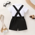thumbnail image 5 of Younger Tree Toddler Boy Formal Outfit Summer Short Sleeve Button T-Shirts Bowtie Suspender Shorts Suits Clothes Set for 12-18 Months, 5 of 9