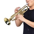 thumbnail image 3 of Cacagoo Bb Standard Trumpet Set for Beginner, Brass Student Trumpet Instrument with Foam Plus Cotton Oxford Box with Straps, Mouthpiece, Cleaning Kit, White Gloves, Glod, 3 of 7