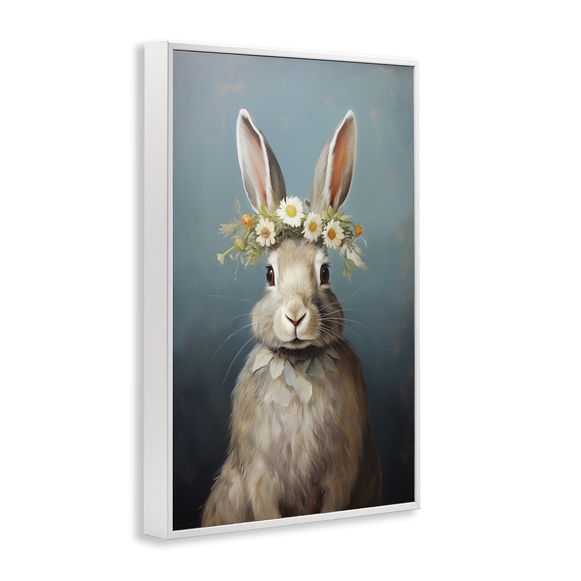 Stupell Industries Daisy Crowned Bunny Portrait White Framed Giclee Art, design by Heidi Kuntz
