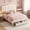 Beige, variant on Hijob Twin Size LED Bed Frame for Boys/Kids with Storage Drawers, Velvet Upholstered Platform Bed with Adjustable Headboard, Built in Charging Station, Blue