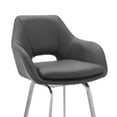 thumbnail image 6 of Armen Living Indoor Aura Gray Faux Leather and Brushed Stainless Steel Swivel 30" Bar Stool, 6 of 11