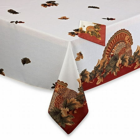 Table Trends Turkey Festival Fabric Tablecloth Thanksgiving Table Cloth ...