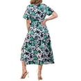 thumbnail image 3 of INSPIRAR CHIC Vestido Maxi Tropical Impreso de Manga Corta con Cuello en V y Abertura Floral S Verde, 3 of 6