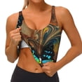 thumbnail image 4 of Fotbe Vintage Butterfly Green Pattern Womens' Sports Bra Longline Wirefree Padded with Medium Support Sports Moisture-Wicking Workou Vest,Tank Top-XX-Large, 4 of 9